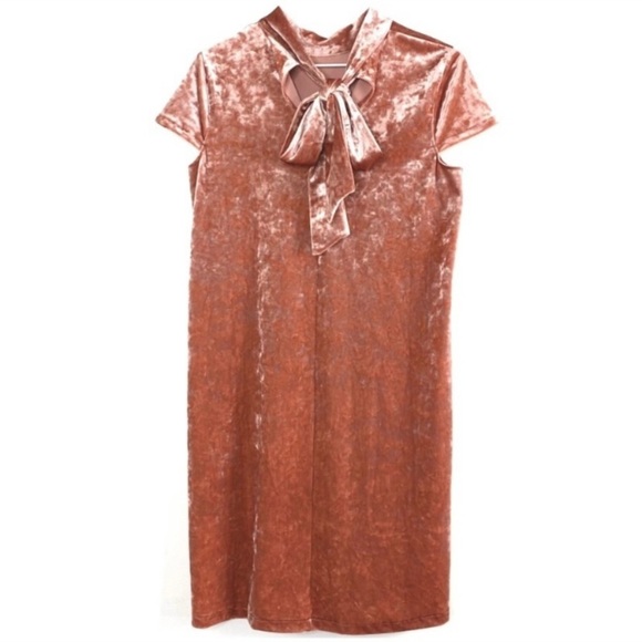 MADEWELL Crushed Velvet Mockneck Mini Dress Style Soft Orange Size XS # K1070 - Picture 2 of 7